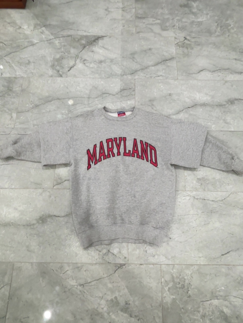 Champion Gray Crewneck Sweatshirt with Red & Blue Tag